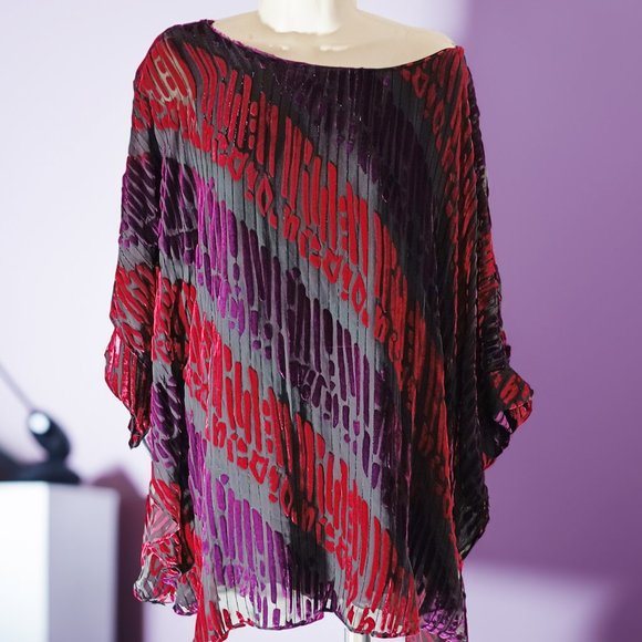 Bob Mackie Women’s Wearable Art  Poncho Style Top Velvet - Picture 1 of 5
